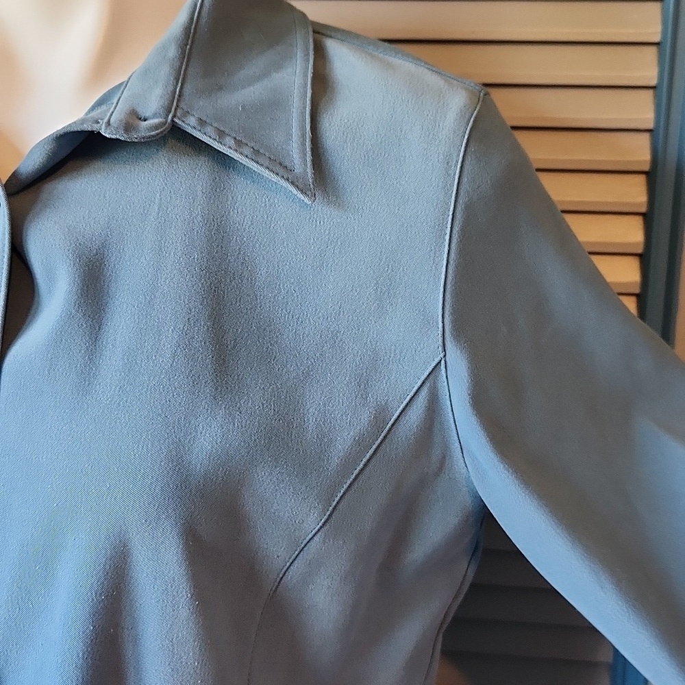 Petite Sophisticate Teal Button-Down Blouse - Picture 7 of 13